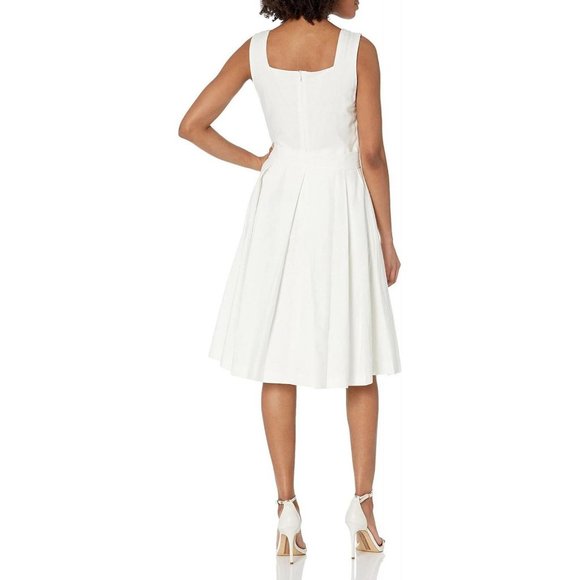 Anne Klein Womens Square Neck Fit Flare Dress 10835212 Bright White 2 - Picture 2 of 2